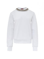 Felpa Bianca con Collo Gioiello Gucci