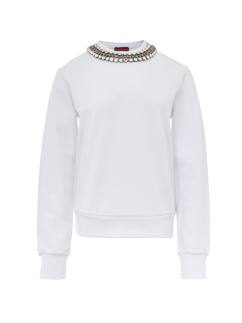 Felpa Bianca con Collo Gioiello Gucci
