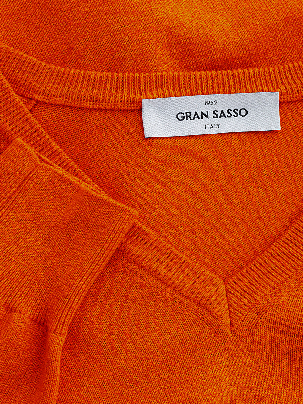 Maglia Scollo a V Arancione in Cotone Gran Sasso
