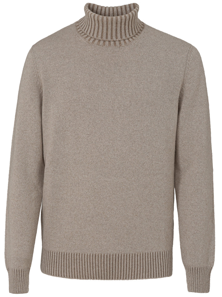 Pull à Col Roulé Beige en Cachemire Gran Sasso