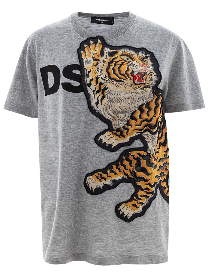 Graues T-Shirt mit Dsquared2 Tiger