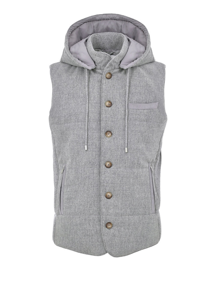 Giubbino Smanicato Imbottito in Lana Grigio Gran Sasso