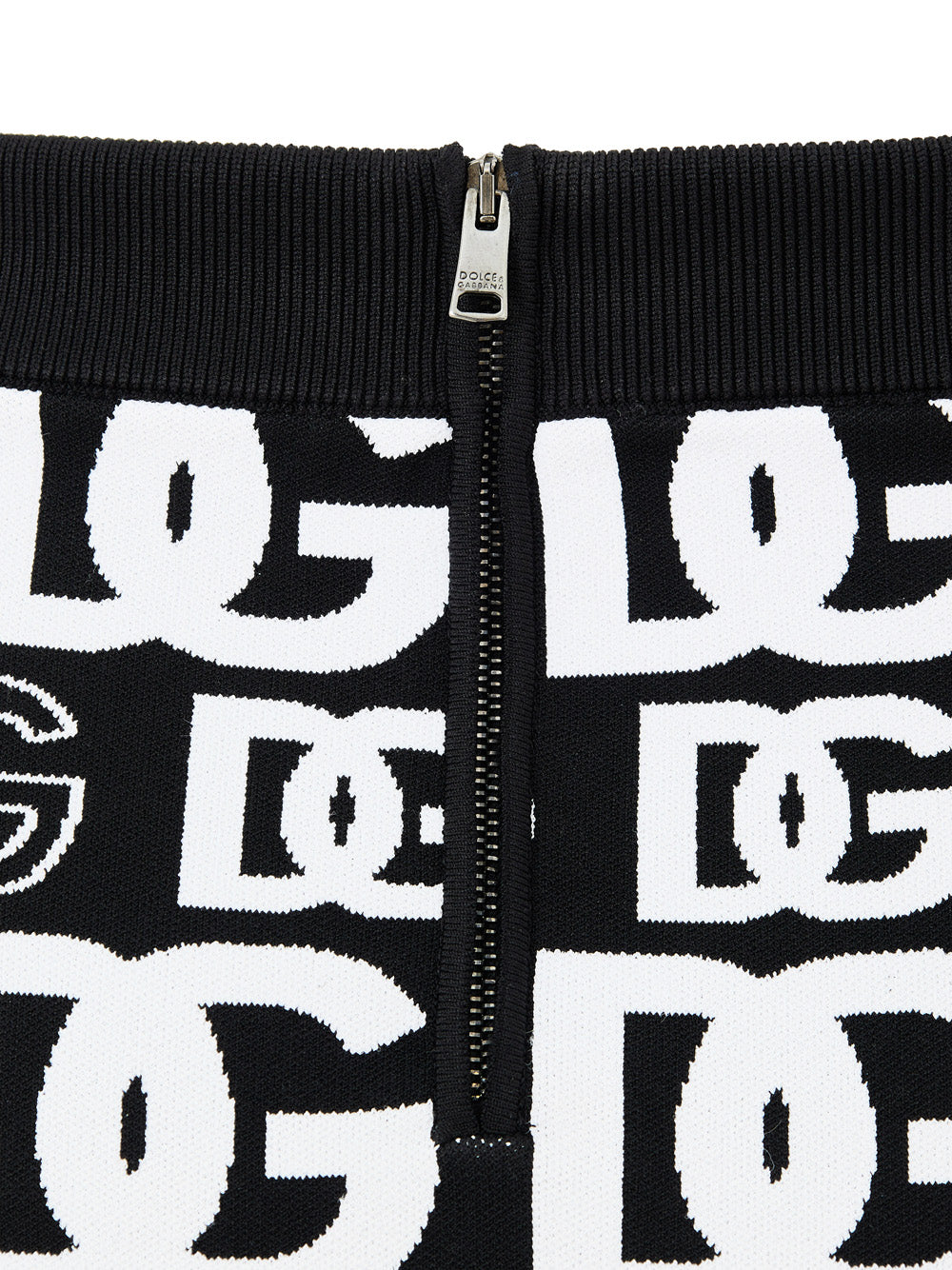 Minigonna in Maglina Nera con Stampa Allover Dolce & Gabbana