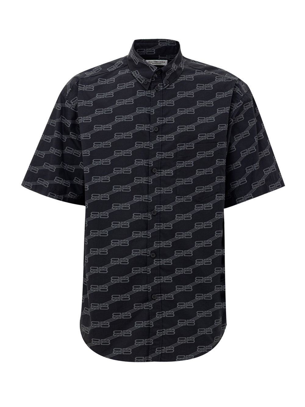 Camicia Manica Corta con Logo Allover Balenciaga