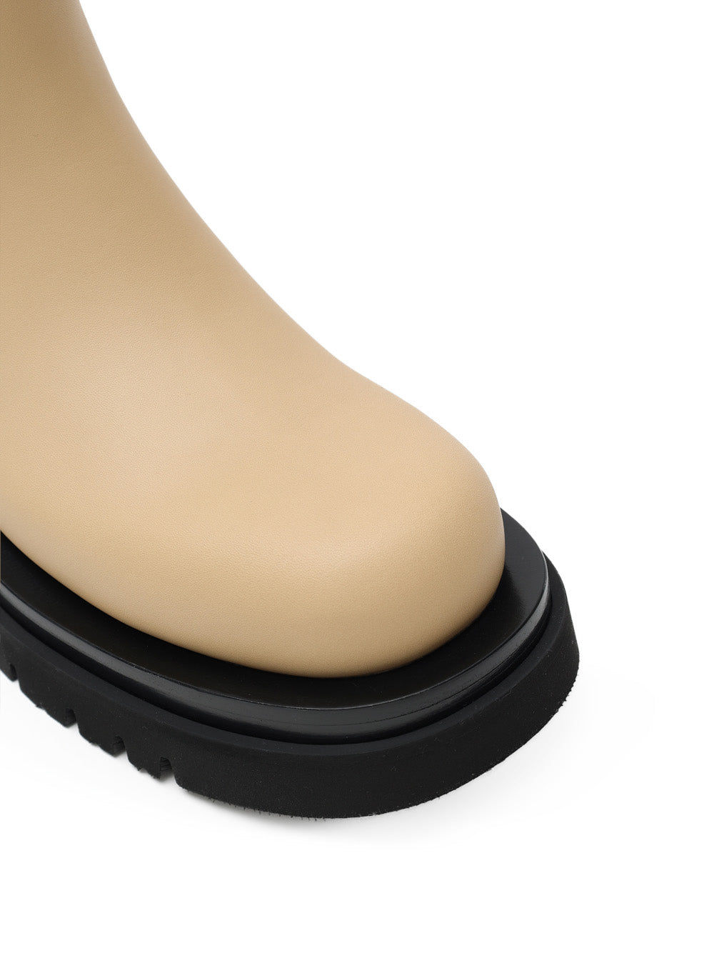 Stivaletti Lug in Pelle Beige e Nera Bottega Veneta