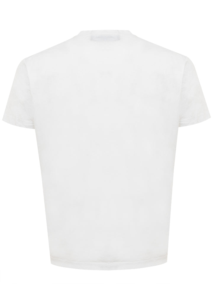 T-Shirt Bianca con Stampa Surf Beach Dsquared2