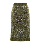 Gonna in Maglia Verde Militare con Paillettes Gucci