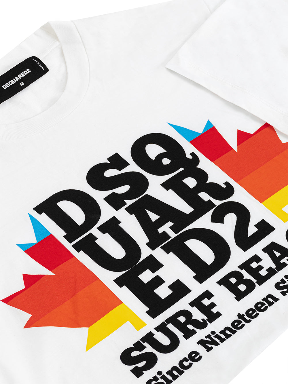 T-Shirt Bianca con Stampa Surf Beach Dsquared2