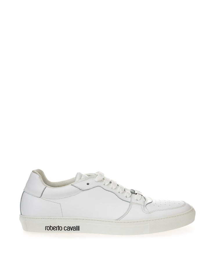 Roberto Cavalli White Leather Low Sneakers