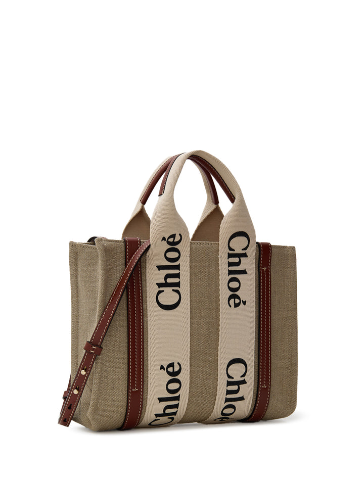 Μικρή τσάντα Woody Tote σε καμβά Lino Chloé