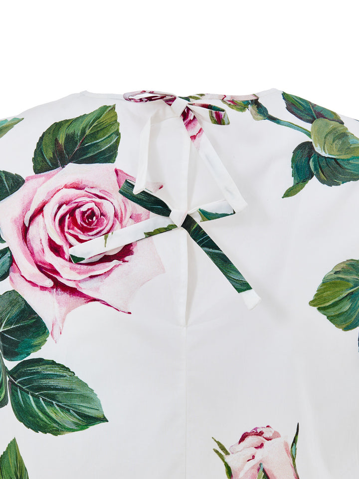 Top Smanicato Lungo con Stampa Rose Dolce & Gabbana