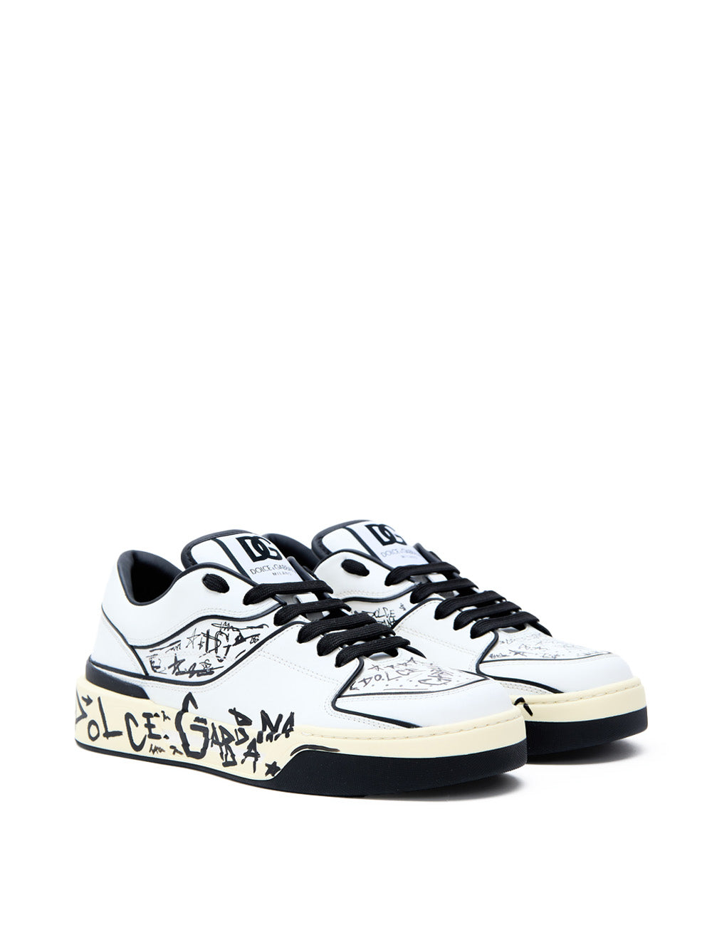 Sneakers in Nappa con Stampa Graffiti Dolce & Gabbana
