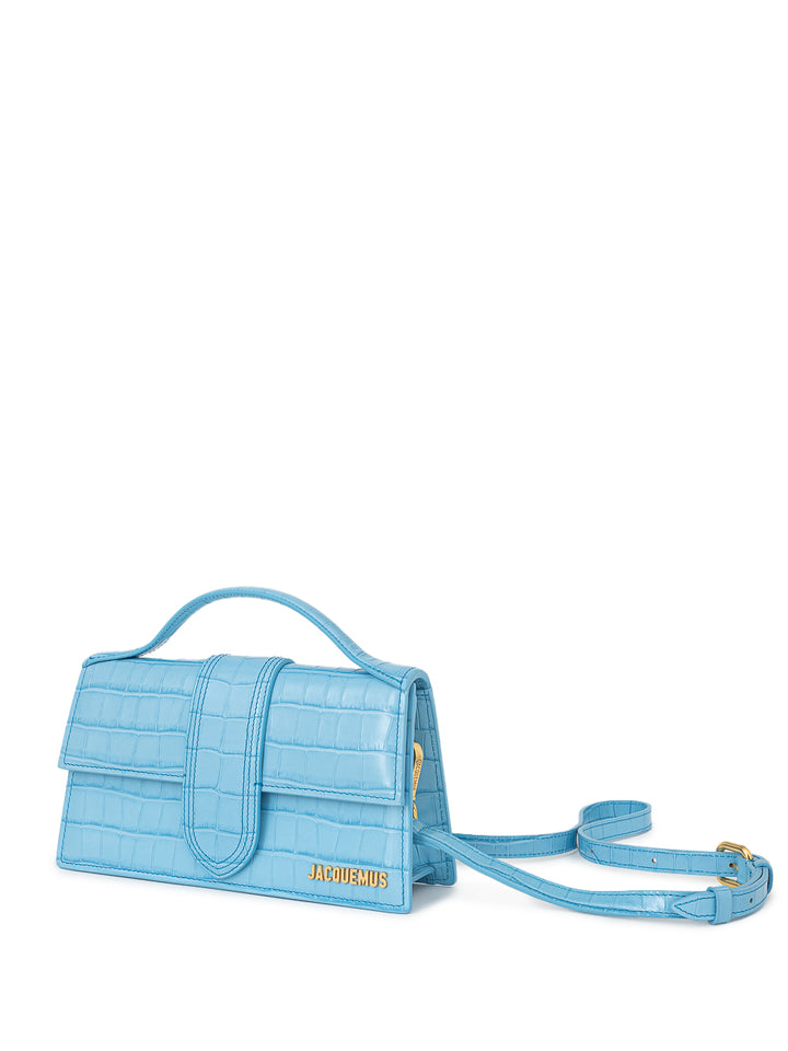 Le Grand Child Blaue Tasche mit Kroko-Print, Jacquemus