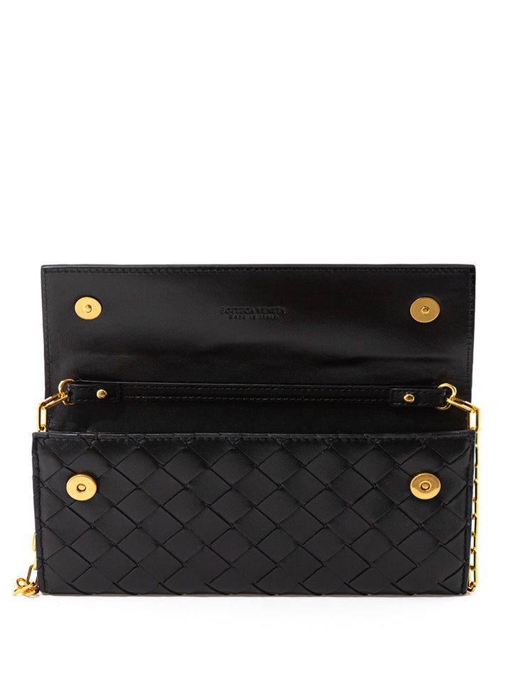 Wallet with chain (Wallet on Chain) in black Bottega Veneta leather