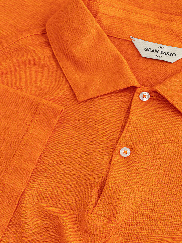 Gran Sasso Orange Linen Blend Polo Shirt