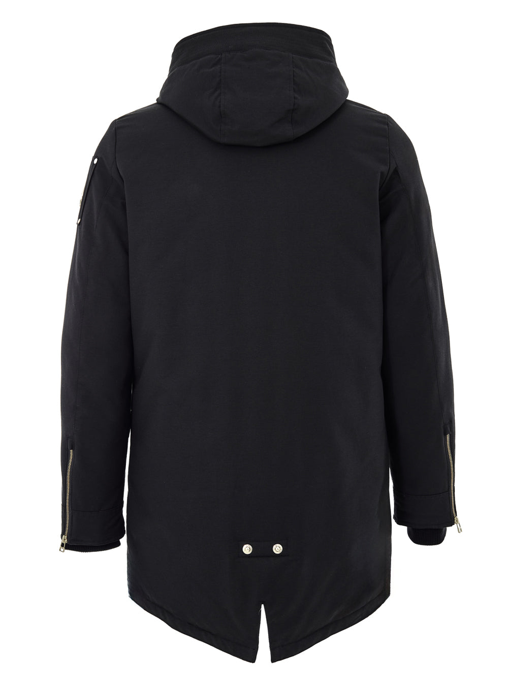 Parka Nero con Cappuccio e Zip Gold Moose Knuckles