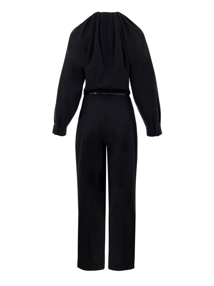 Schwarzer Anzugskleid mit Gucci -Gürtel