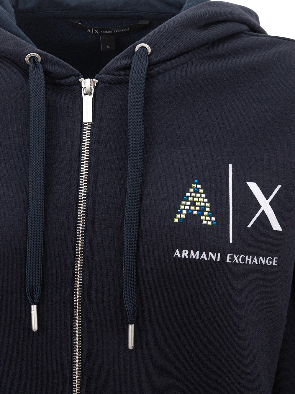 Cropped Sweatshirt with Zip and Hood Blue Armani Exchange