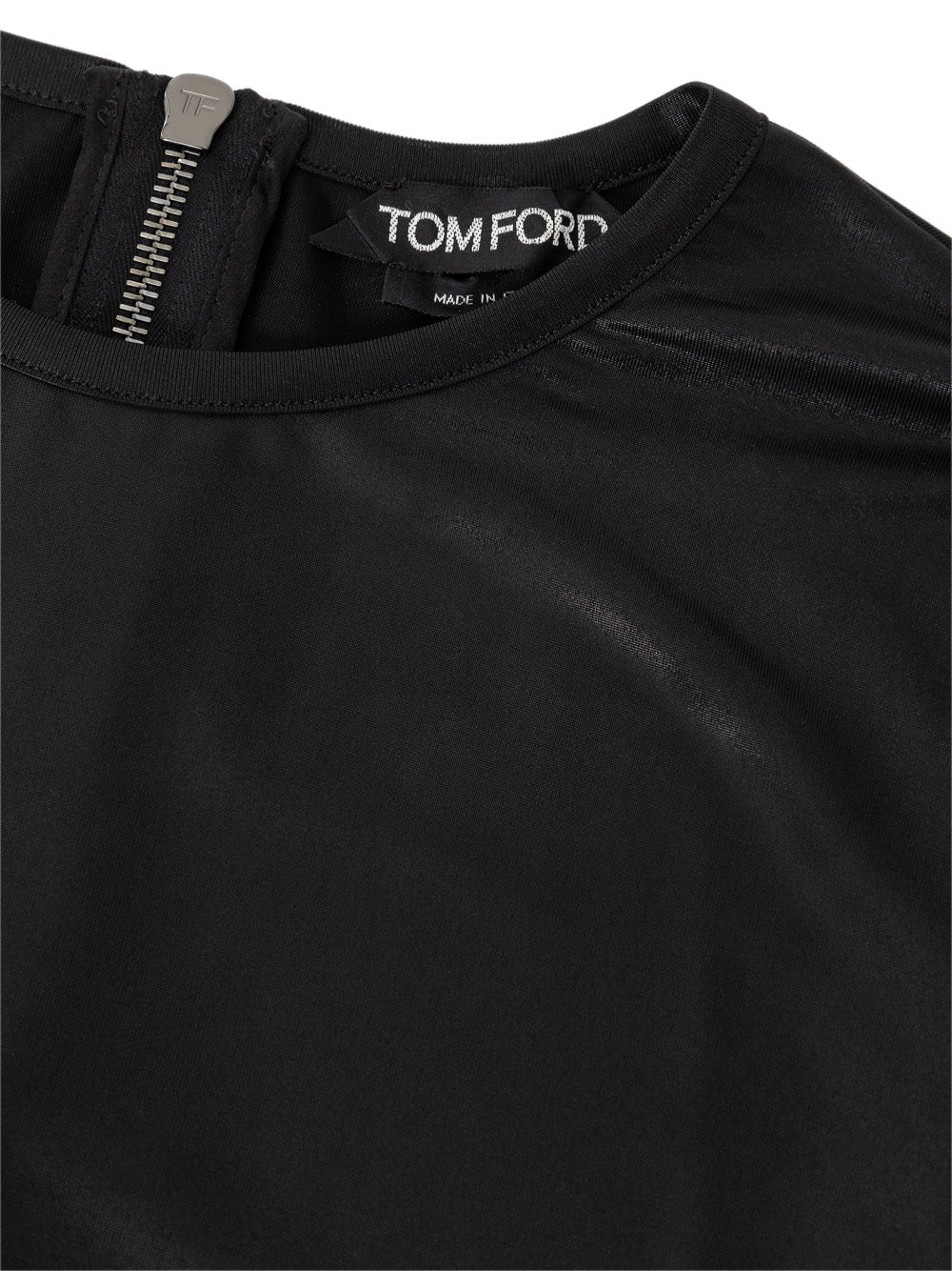 Tom Ford Maglia in Viscosa Nera con Zip Posteriore - Maniche Lunghe