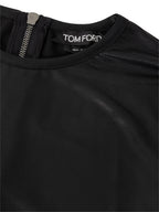 Tom Ford Maglia in Viscosa Nera con Zip Posteriore - Maniche Lunghe