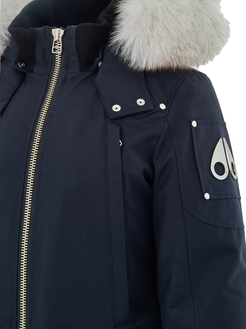 Field Jacket con Collo Pelliccia in Blu Moose Knuckles