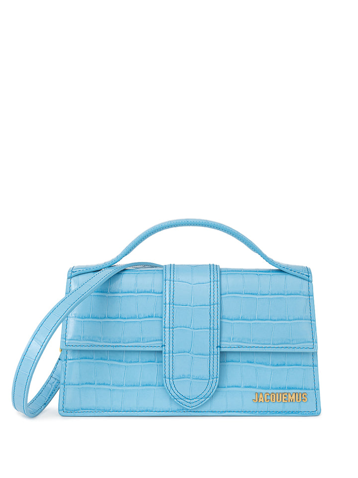 Le Grand Child Blaue Tasche mit Kroko-Print, Jacquemus