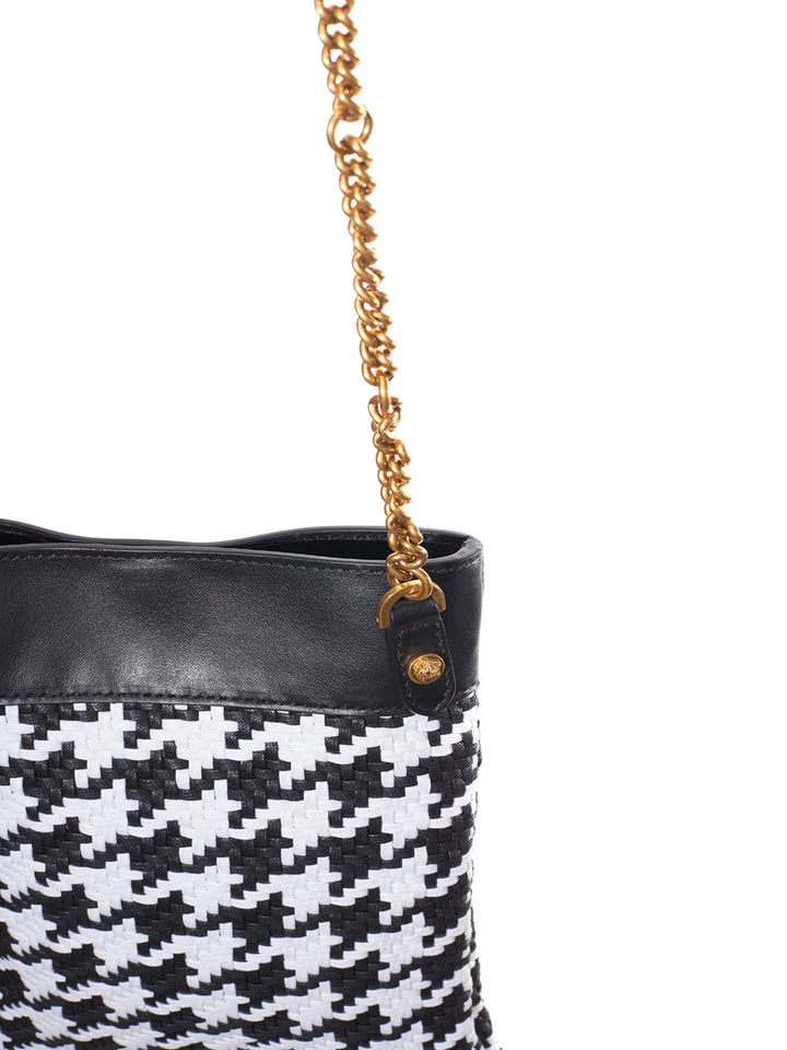 Versace Pied-de-poule Shoulder Bag with Fringes