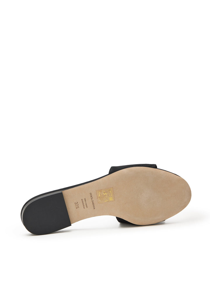 Ciabatta Nera Jacquard con Logo Dolce & Gabbana