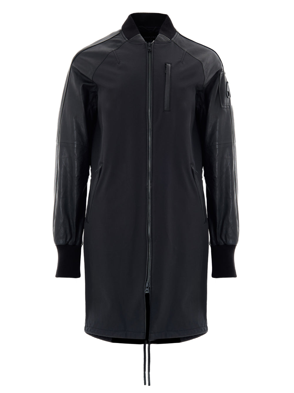 Parka Nero in Tessuto Tecnico e Pelle Moose Knuckles
