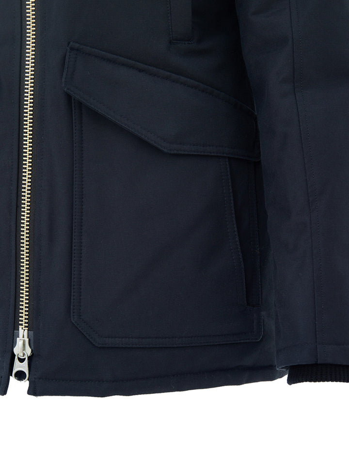 Field Jacket con Collo Pelliccia in Blu Moose Knuckles