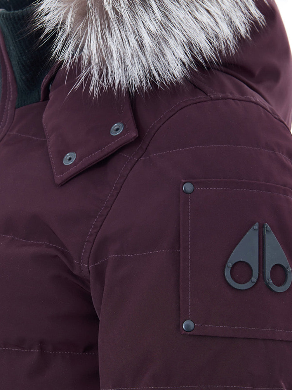 Piumino Bomber in Viola con Cappuccio e Pelliccia Moose Knuckles