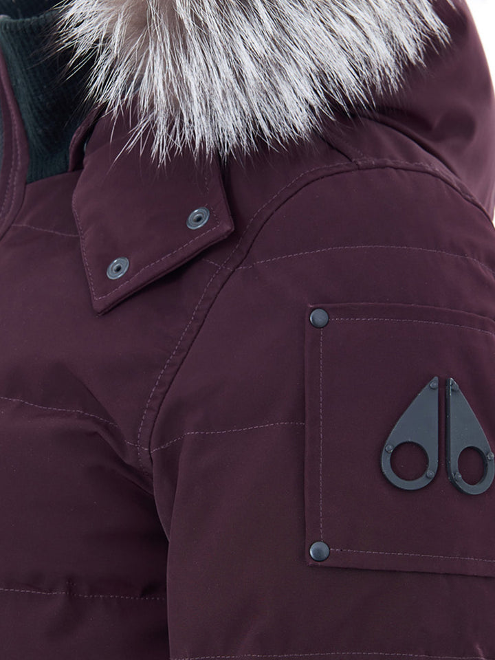 Piumino Bomber in Viola con Cappuccio e Pelliccia Moose Knuckles