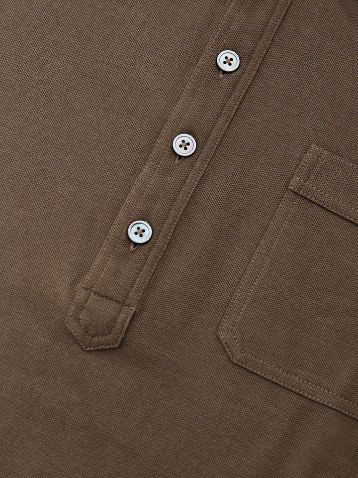 Polo in Cotone Piquet Marrone Tom Ford