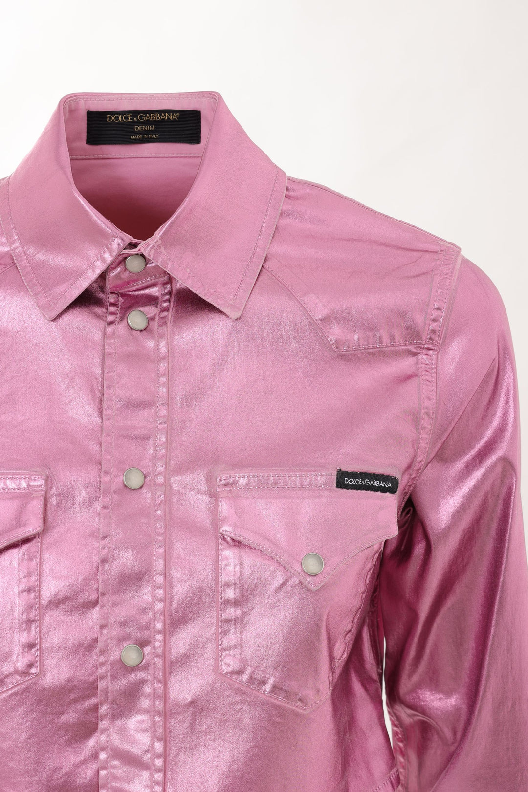 Camicia Cropped in Tessuto Stretch Lurex Rosa Metal Dolce & Gabbana