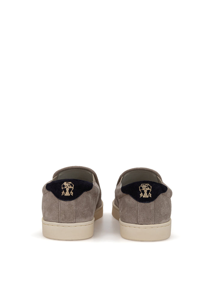 Slip on in Suede Tortora Brunello Cucinelli