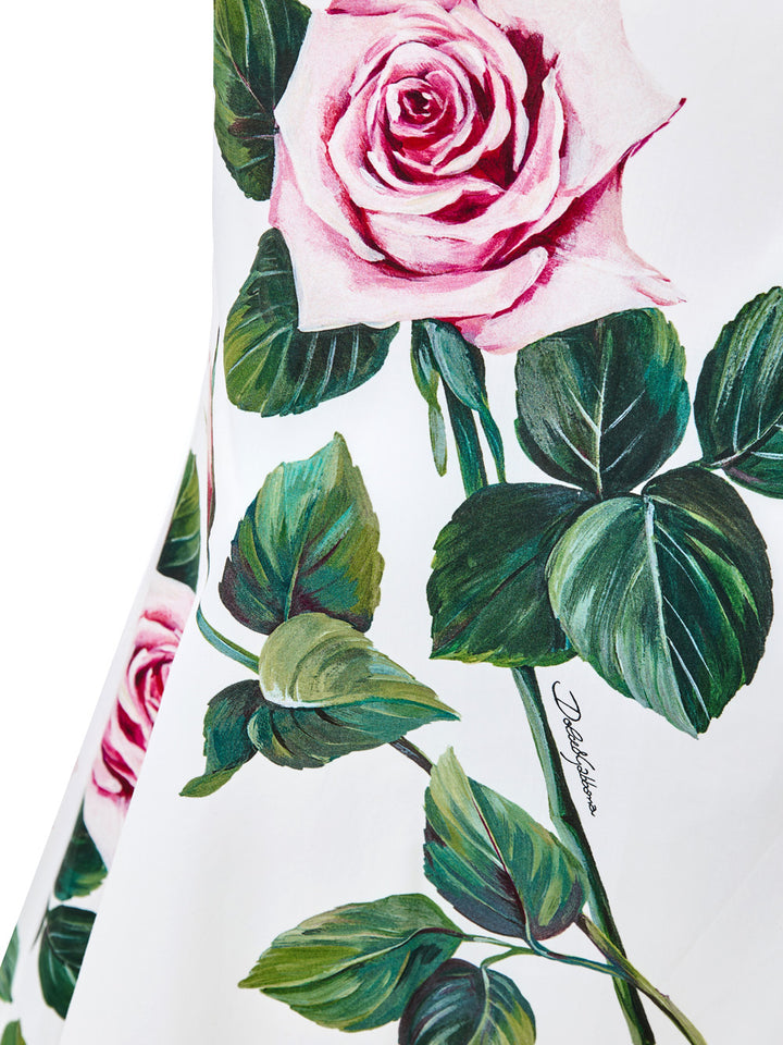 Top Smanicato Lungo con Stampa Rose Dolce & Gabbana