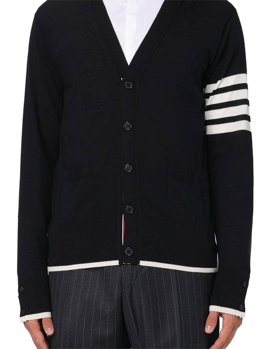 Cardigan 4-bar Thom Browne in lana vergine