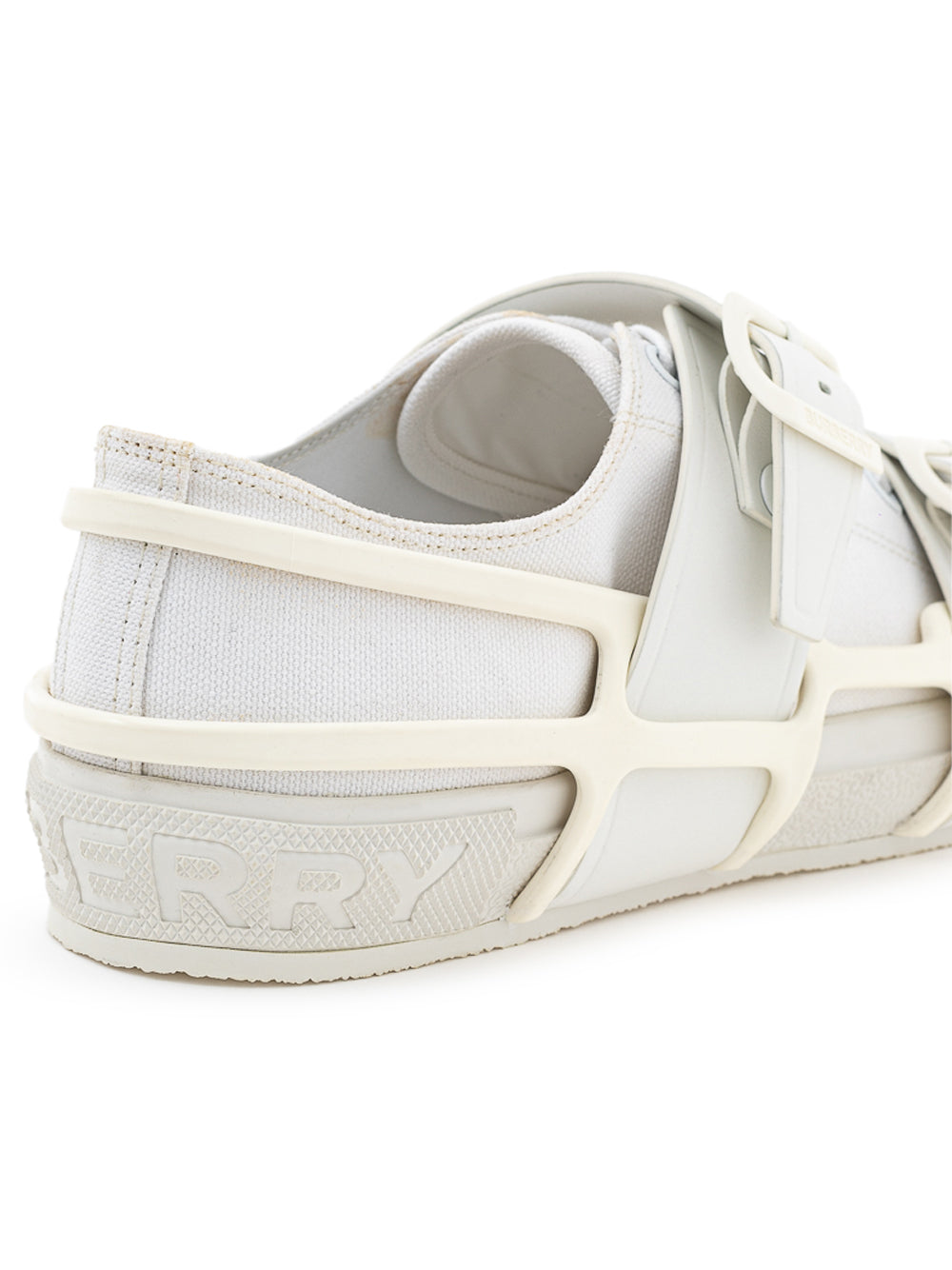 Burberry White Canvas Sneaker with External Rubber Structure