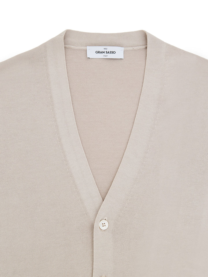 Maglione Cardigan in Cotone Beige Gran Sasso