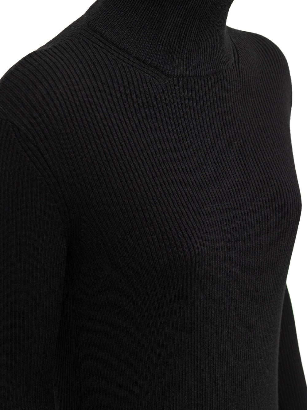 Abito Nero Lungo in Maglia a Coste Bottega Veneta