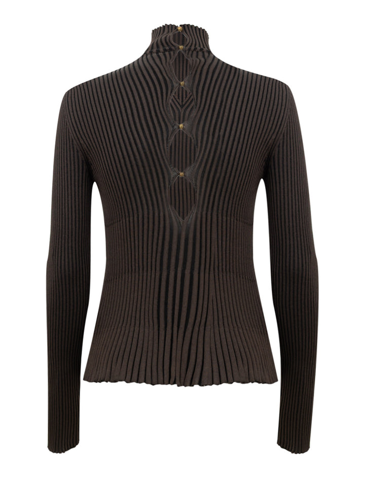 Maglia Plissé in Viscosa Marrone Bottega Veneta