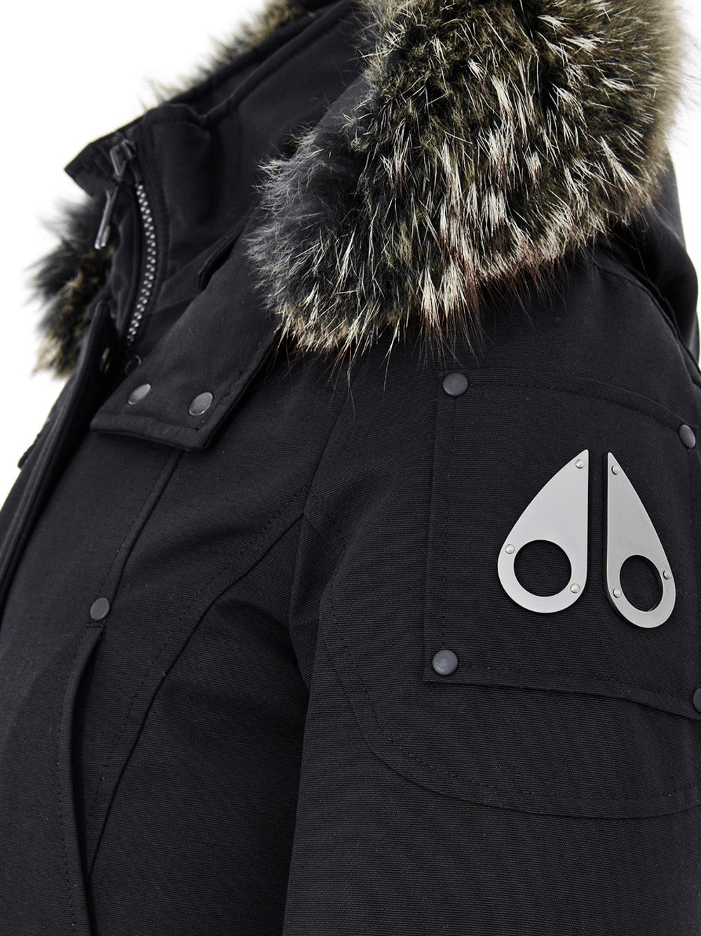 Parka in Tessuto con Cappuccio e Pelliccia Moose Knuckles