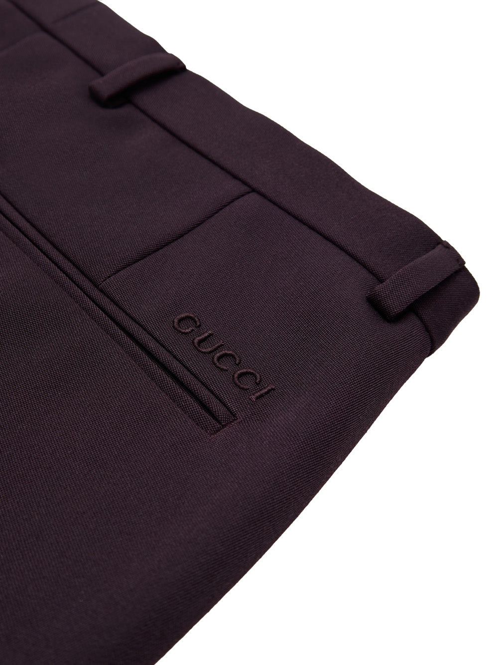 Pantalone Sartoriale Bordeaux con Ricamo Logo Gucci