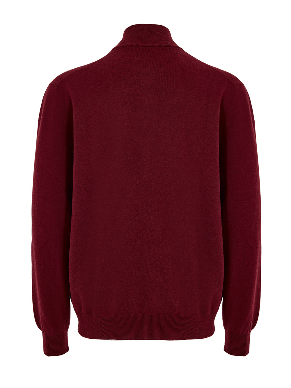 Maglione Lupetto con Mezza Zip in Lana Rosso Scuro Gran Sasso