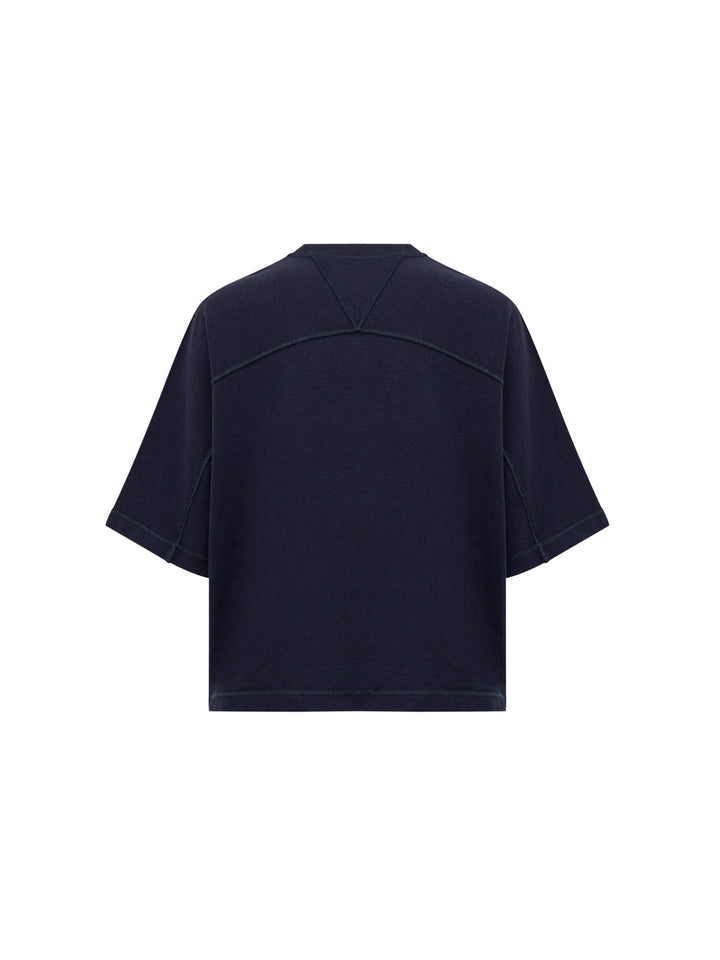 Camiseta azul recortada con cuello cuadrado Bottega Veneta