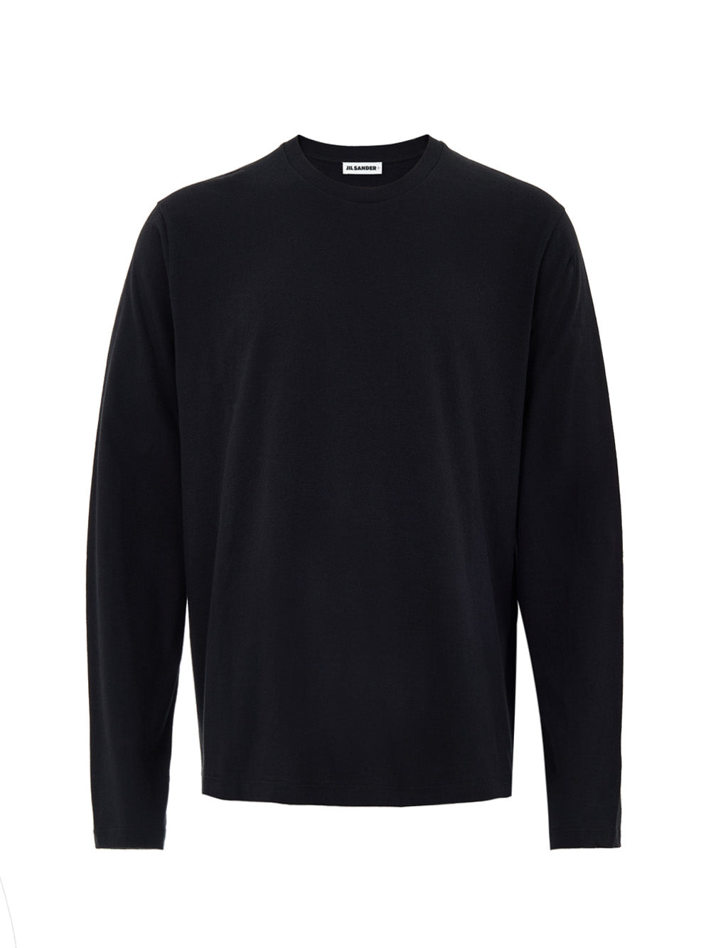 T-Shirt Nera Maniche Lunghe con Logo Ricamo Jil Sander