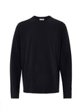 T-Shirt Nera Maniche Lunghe con Logo Ricamo Jil Sander