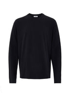 T-Shirt Nera Maniche Lunghe con Logo Ricamo Jil Sander