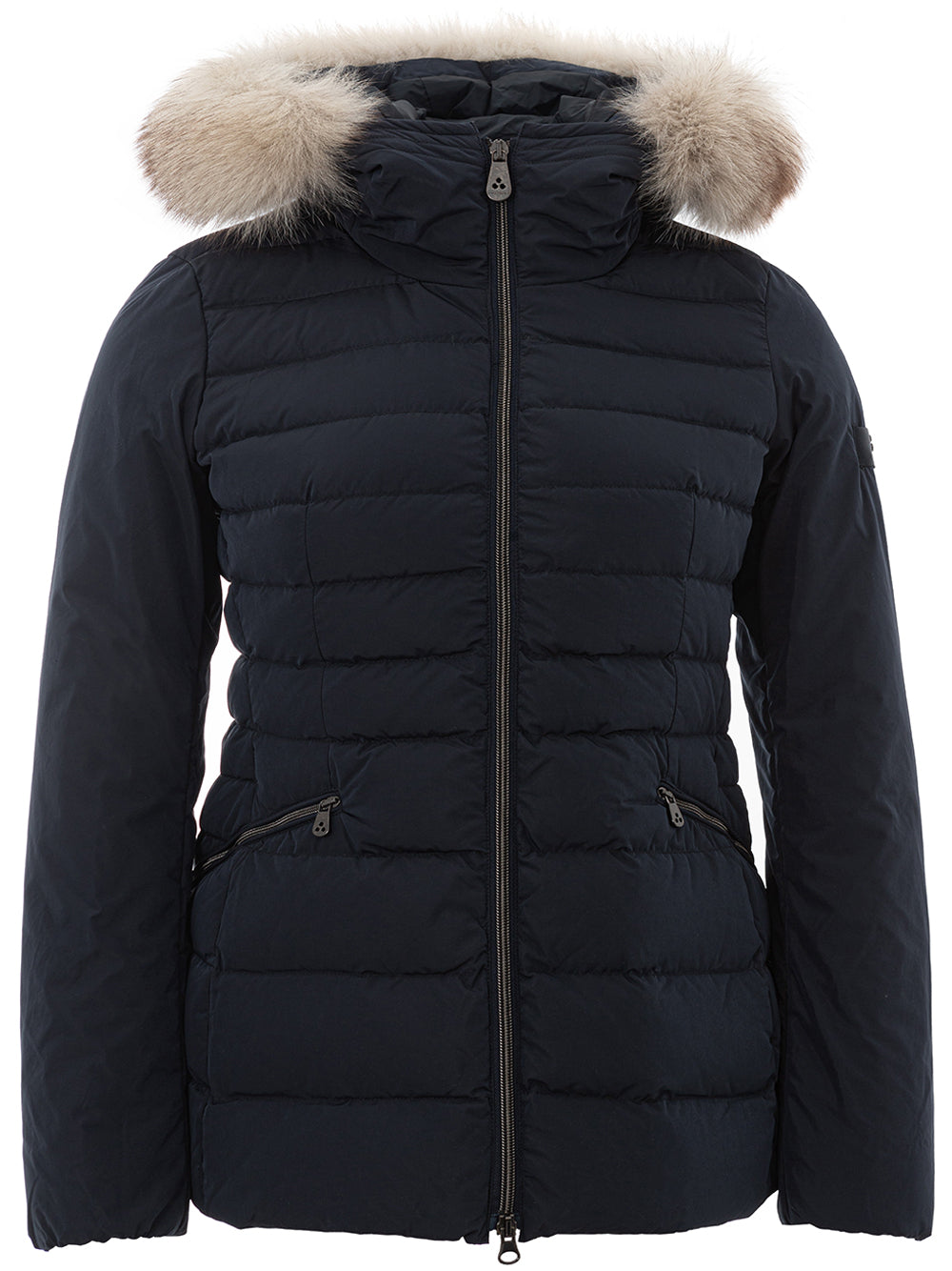 Blue Padded Jacket with Fur Collar Peuterey