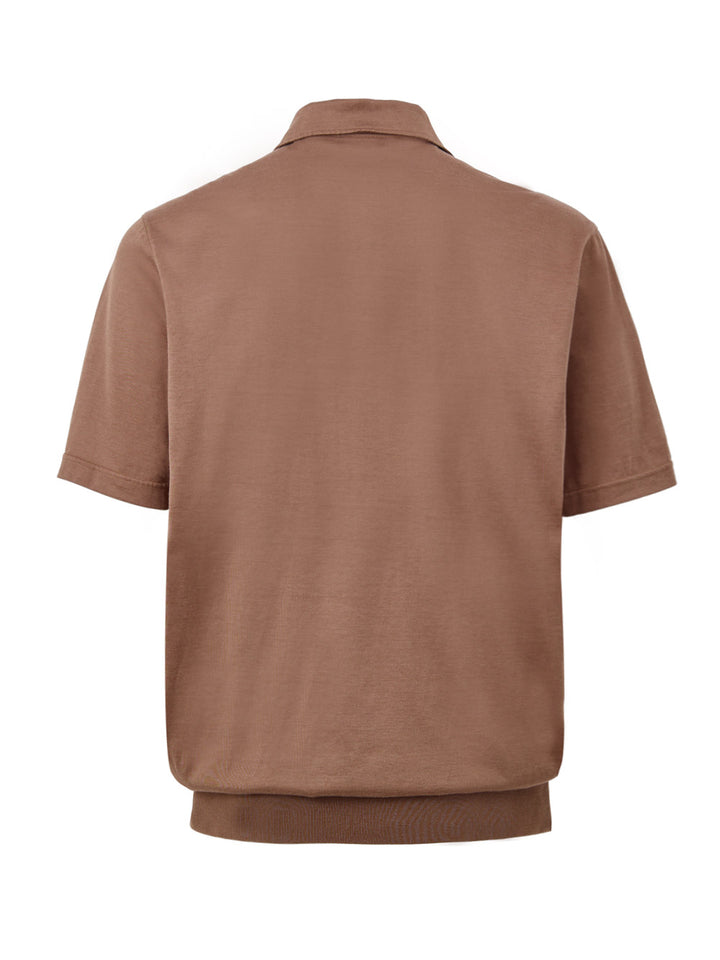 Polo in Misto Seta Color Fango Gran Sasso
